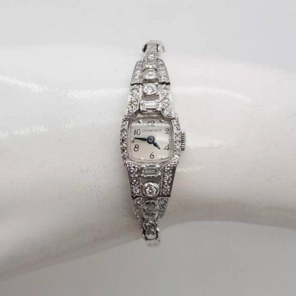 Tiffany & Co. Accessories - Tiffany & Co 1.5+ CT Diamond 14k White Gold Platinum Women's Watch!!